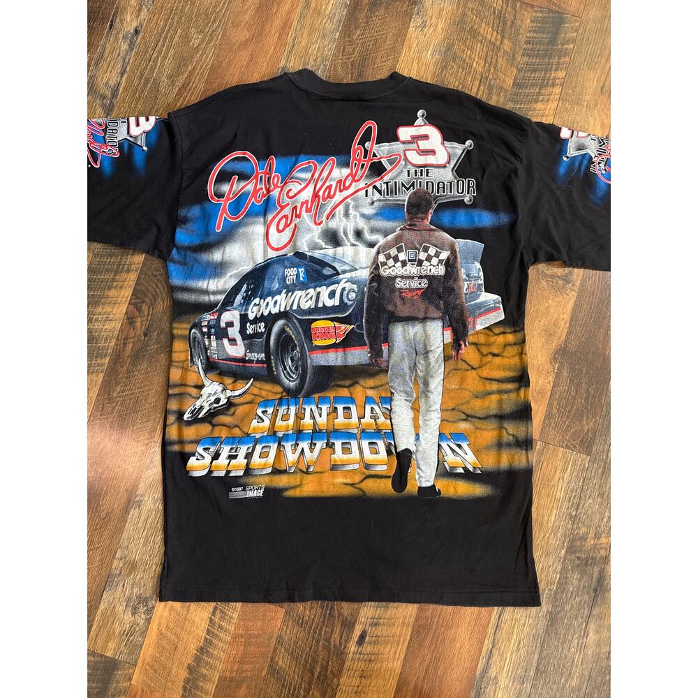 VTG Nascar Dale Earnhardt 700 Charging Horses AOP 1997 All Over Print T Shirt XL - Picture 2 of 3